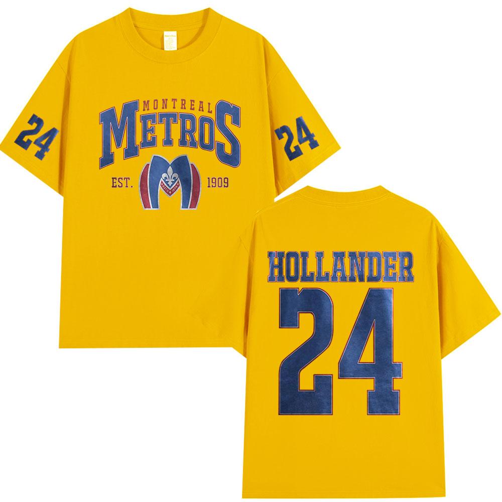 Heated Rivalry Shane Hollander 24 Montreal Metros T-Shirt Herren Damen Kleidung Lässig Polyester Übergroß Kurze Ärmel T-Shirts Oberteile