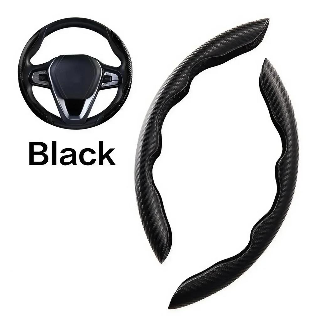 1 Pair Universal Carbon Fiber Steering Wheel Covers Non-Slip Ultra-Thin Wheel Hub Protectors for Cars and Mopeds