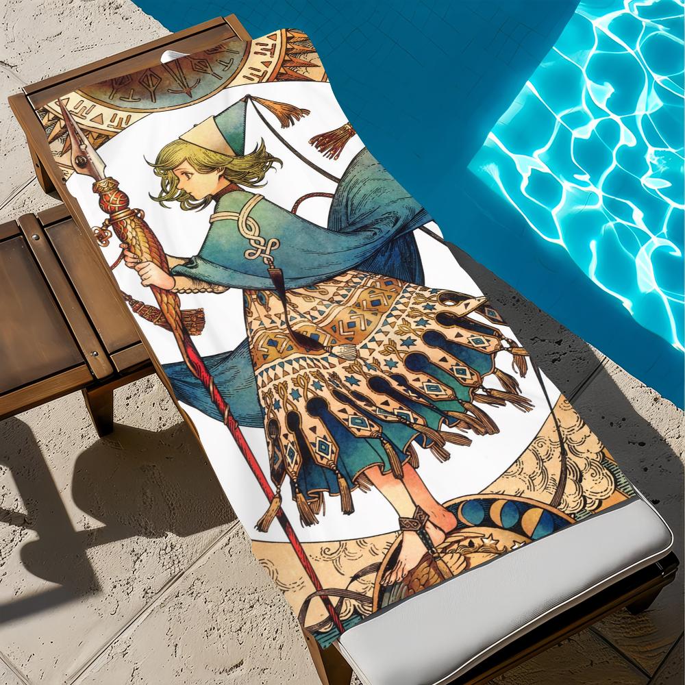 W-Witch Anime Hut A-Atelier Handtuch Groß Schnelltrocknend Mikrofaser Weich Strandhandtuch für Reise Fitness Sauna Baden Camping