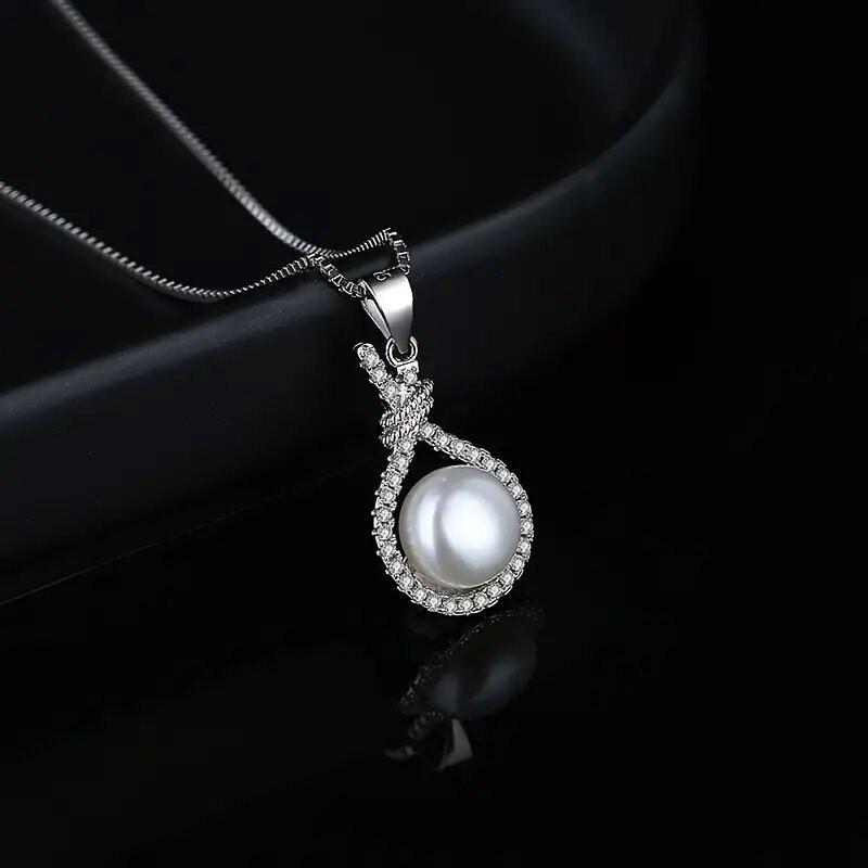 925 Sterling Silver Pearl Pendant Necklace for Women Novel Design Bridal Wedding Accessories Party Gift Hot Trendy Jewelry
