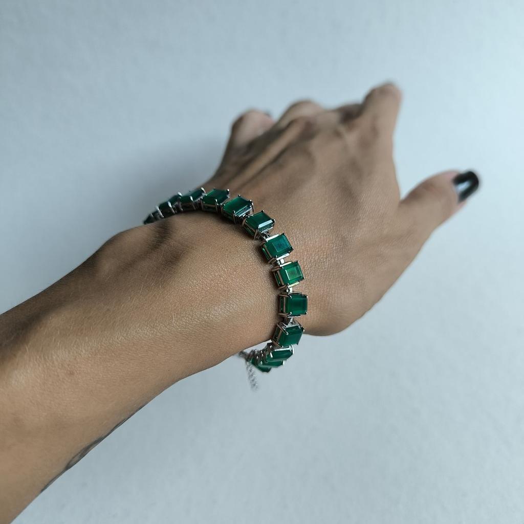 Серебряный браслет с натуральным агатом 8.63ct, вес изделия 16,44 гр (2190943)