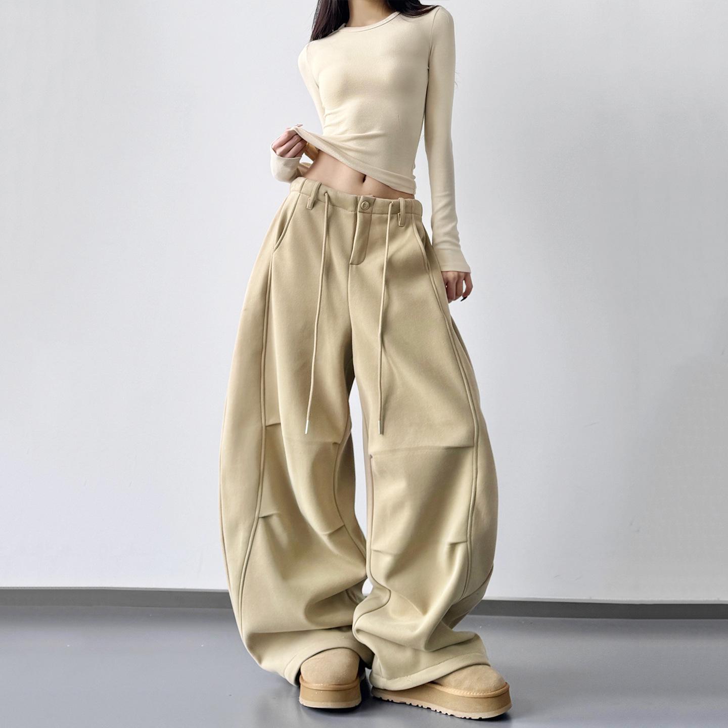 

Women s Fleece-Lined Straight-Leg Sporty Sweatpants with Elastic Waist - 2025 Winter Collection Medium