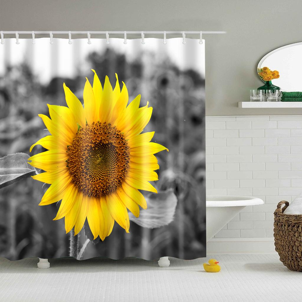 Pflanze Blume Blätter Bäume Ländliche Szenerie Badezimmer Duschvorhang Wasserdichtes Polyestergewebe Badvorhang mit 12 Haken