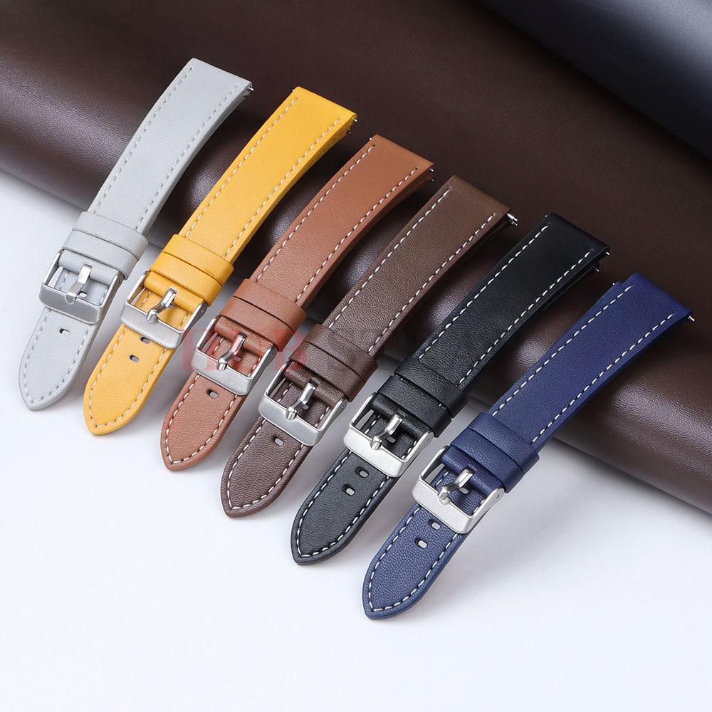 22mm 20mm Watch Band Cowhide Watchband for Huawei GT3 for Samsung Strap for Men Steel Pin Buckle High Quality Wrist Bracelet