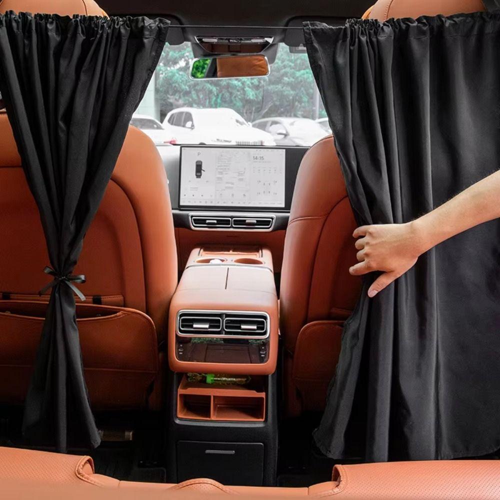2/4Pcs Retractable Car Privacy Partition Curtain Black Seat Divider Curtain Rear Seat