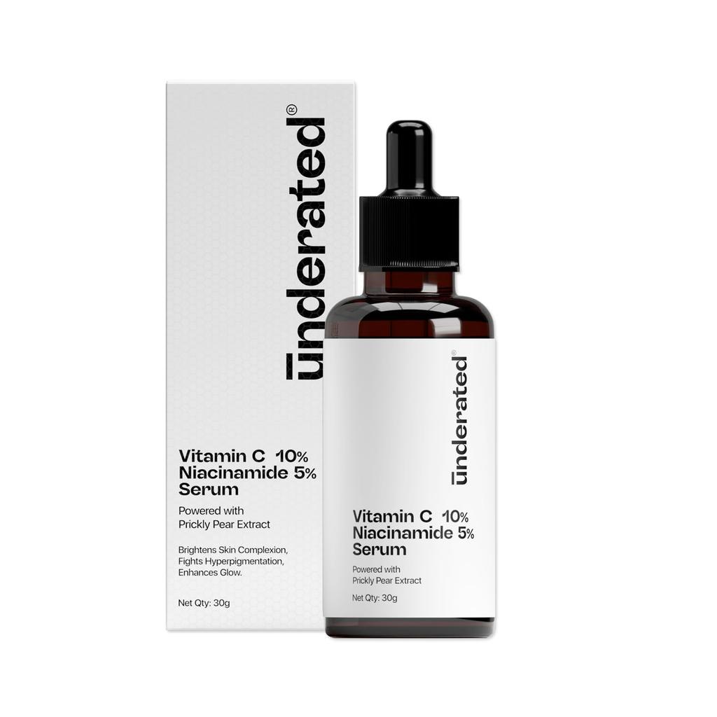 Underated 10% Vitamin C Face Serum with 5% Niacinamide | For Glowing Skin | Brightening, Pigmentation & Dark Spot Reduction | For All Skin Types | 3