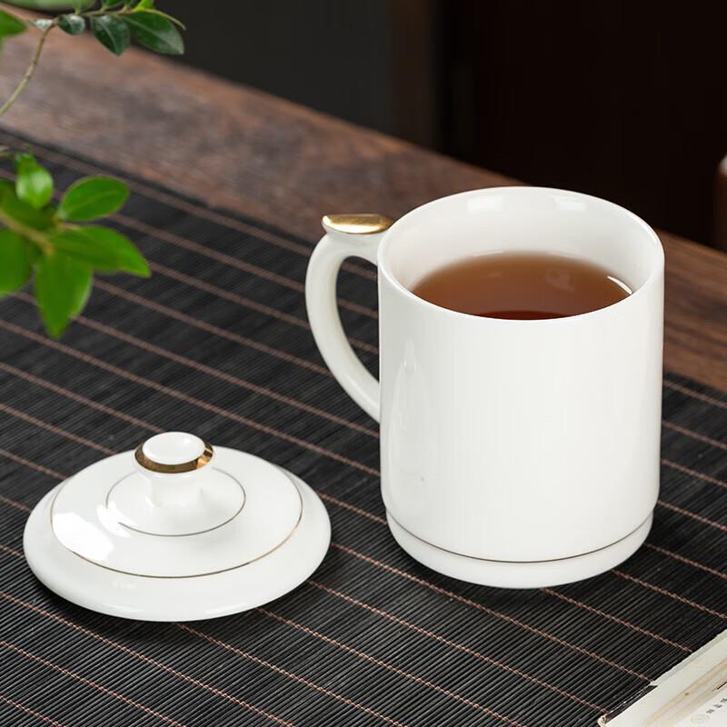 Dehua White Porcelain Mutton Fat Jade Ceramic Teacup with Lid