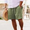 Mid-Rise Elastic Waistband Drawstring Men Shorts Pockets Straight Wide Leg Knee Length Solid Color Loose Fitness Beach Shorts Sportwear