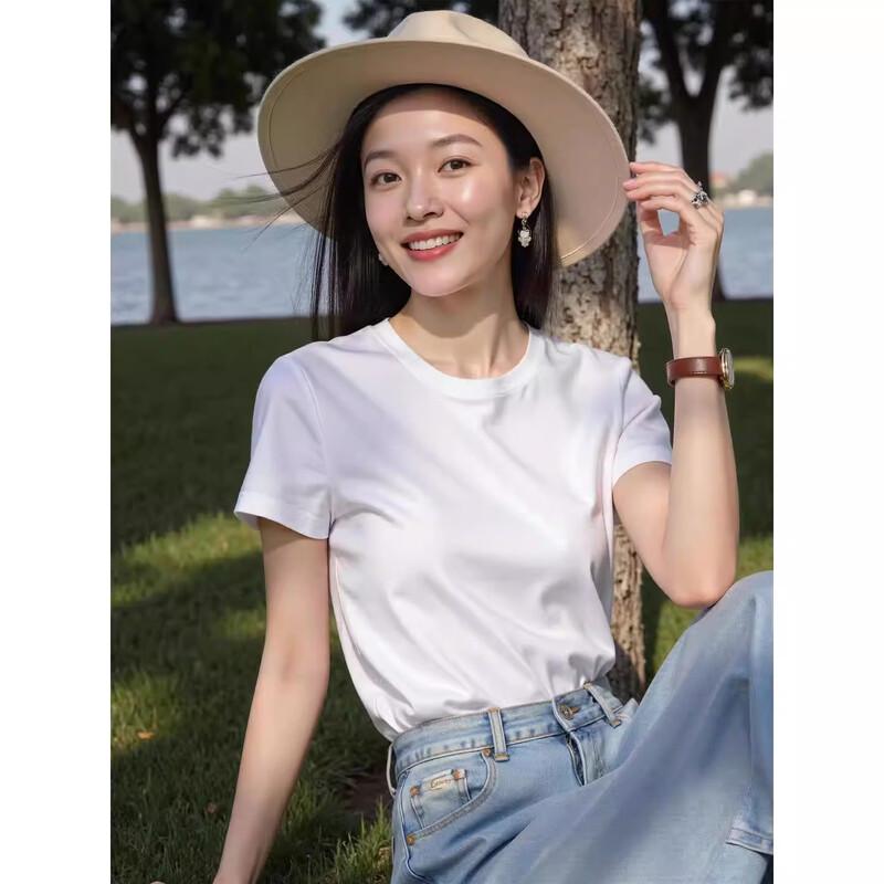Basic House Women's Silk Blend Short Sleeve T-Shirt
