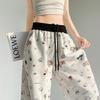 Authentic 2026 Hand-painted Graffiti Sweatpants for Women - Spring/Summer, Elastic Waist, Curved Leg, Casual Drawstring Fit
