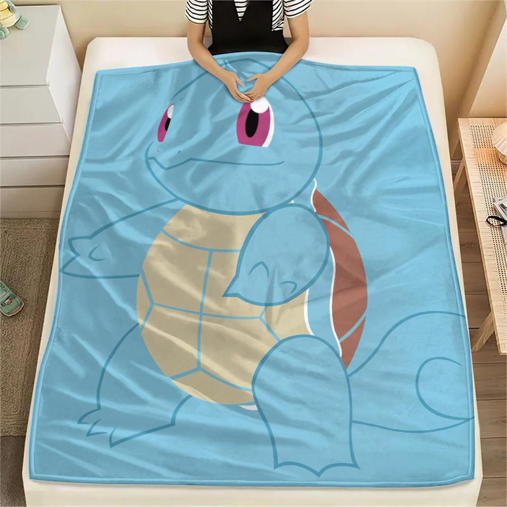 Süße Squirtle-Print Flanelldecke, Hohe Qualität, Bequem für alle Jahreszeiten, Heimdekoration, Wärme und Komfort