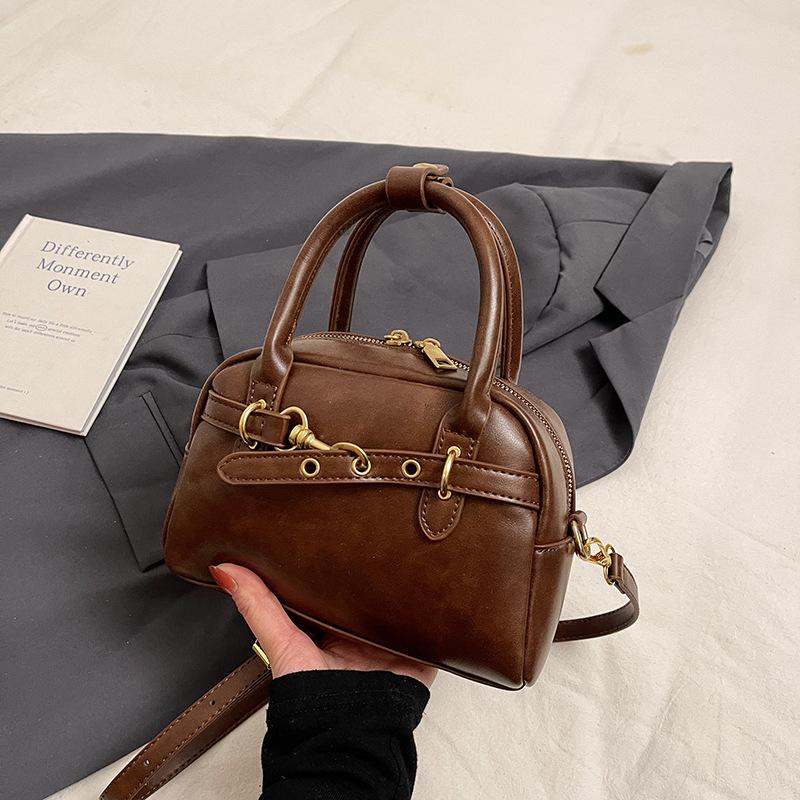 

Popular American retro casual portable Boston bag fashionable simplicity high sense niche messenger bag women