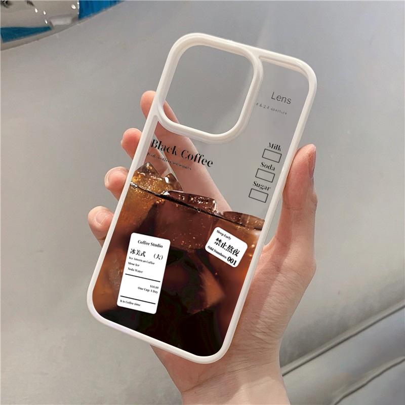 Ice Coffee Pattern Phone Case Iphone15pro For iPhone 16 15 Pro Max 16pro 14 13 12 11 XS X XR 7 8 Plus Acrylic Hard Shell
