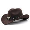 Top Hat Ethnic Style Western Cowboy Top Hat European And American Retro Bull Head Riding Hat Woolen Felt Hat