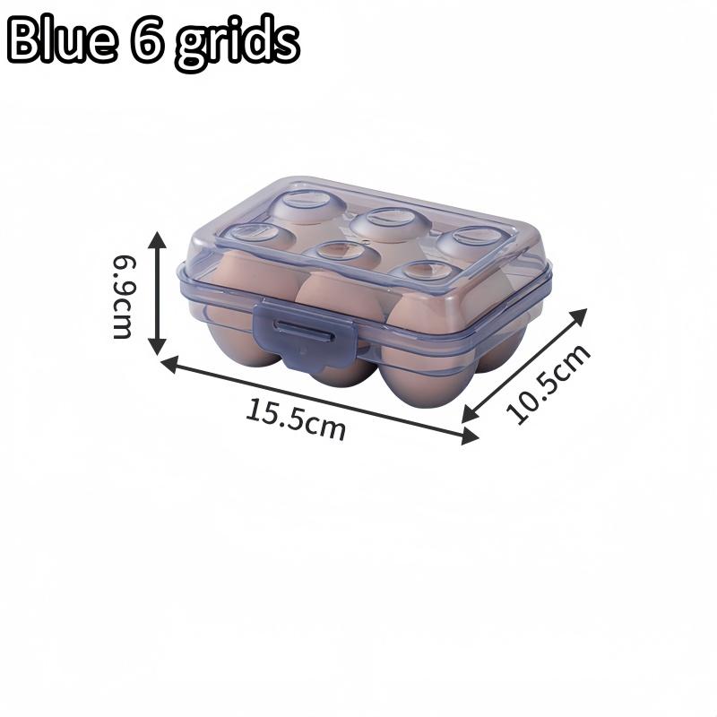 Portable Egg Storage Box with Lid, Durable Plastic Anti-Collision Egg Tray, 6/15/24 Grid Space-Saving Fridge Egg Holder