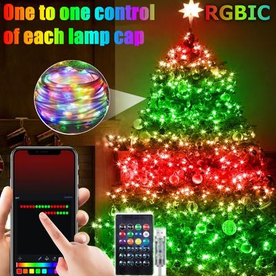 Světelný řetěz Barevný RGB Vánoční stromek Světelný řetěz Bluetooth Světelný řetěz USB Nabíjení APP Víla světla Dekorace Esports Místnost
