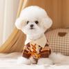 Spring and Autumn dog clothes contrasting color strips lace-up polo collar sweater two-legged small dog Bigbear teddy dog clothes