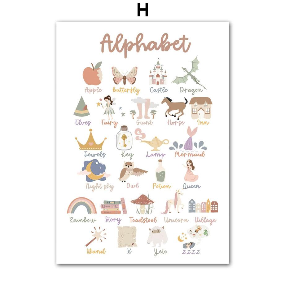 Cute Girl Unicorn Castle Sun Rainbow Flowers Wall Art Canvas Painting Nursery Posters And Prints Pictures Baby Kids Room Decor