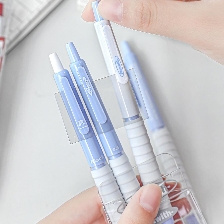 Sada 4ks gelových per Soft-plus Easy Grip 3s rychleschnoucí černo-červený barevný inkoust 0,5 mm kuličkové pero pro psaní