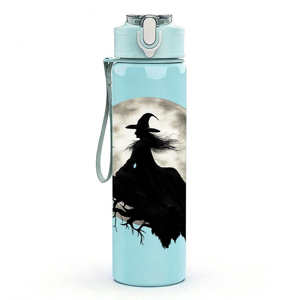 1PC Witch Crow Moon Silhouette 750ml Color Plastic Sports Water Bottle Leakproof Flip Straw Lid Suitable for Sports Office Home Use