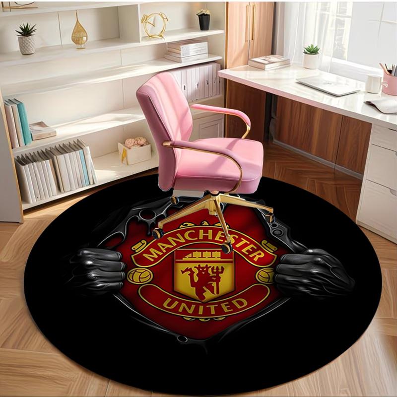 Manchester United F.C Print Round Rug, Washable Floor Carpet, For Entryway Dorm Laundry Room Office Study, Home Decor Birthday Christmas Gift
