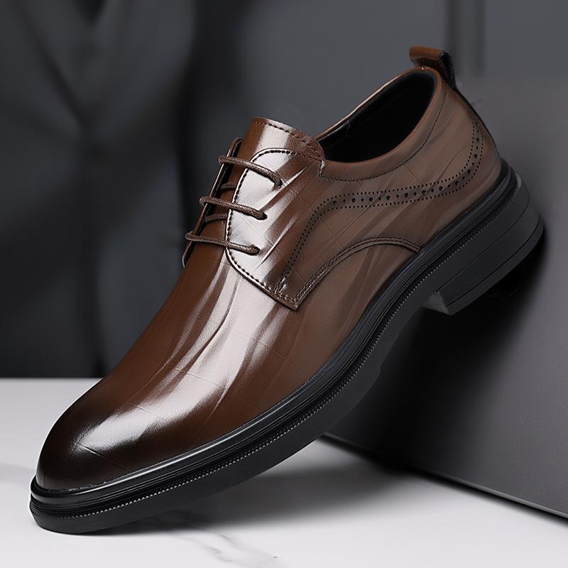 Fashion Brand Men's Business Wedding Party Formal Leather Shoes Soft Comfortable Non Slip Sole Casual Oxford Shoes Lace Up Driving Shoes