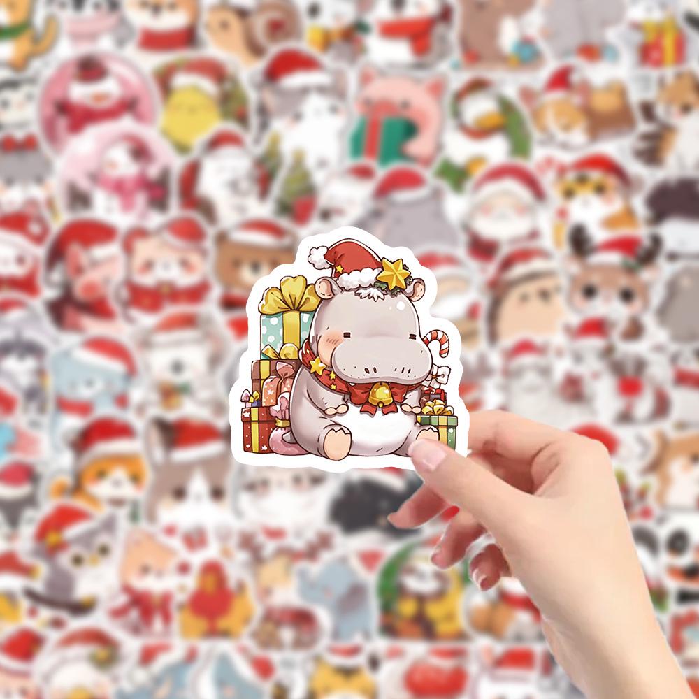 103 Cute Cartoon Animal Christmas Stickers for Envelopes, Gift Bags, and Water Cups