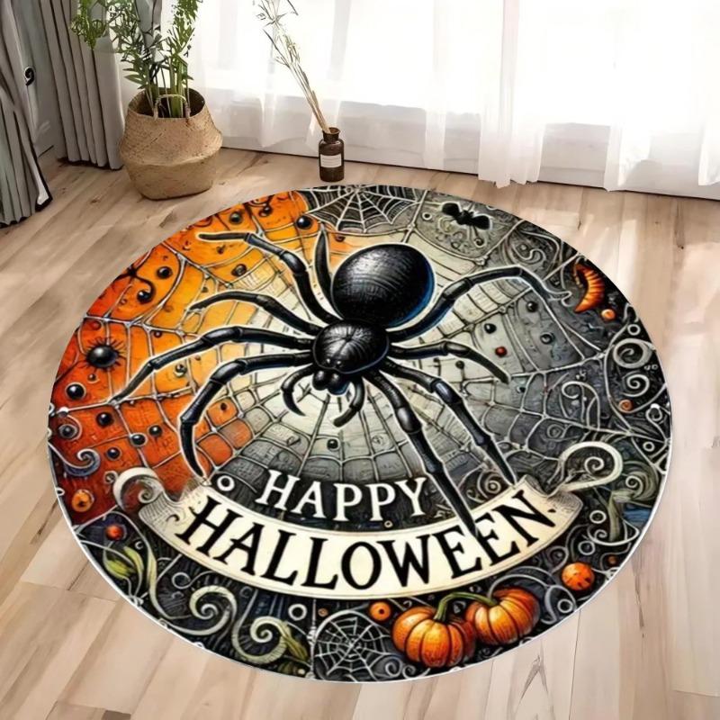 Halloween Themed Circular Carpet Cute Ghost Pumpkin Living Room Carpet Soft Living Room Bedrooms Game Rooms Study Rooms Mats