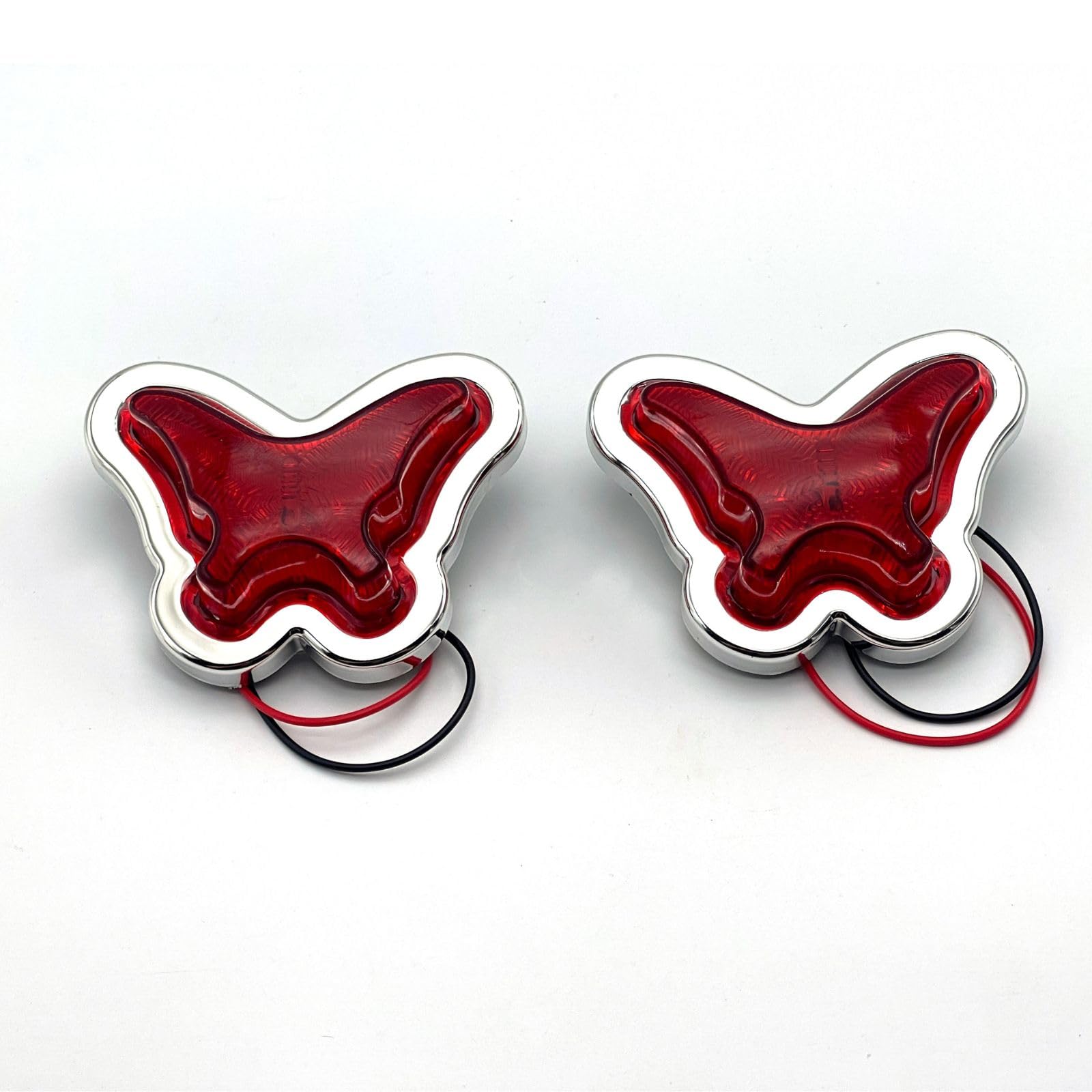 

FUKUMIDO 2pcs 24V LED Light Decorative Truck Bus Marker Light Bike Truck Wire Retro Firefly Butterfly Lamp Red
