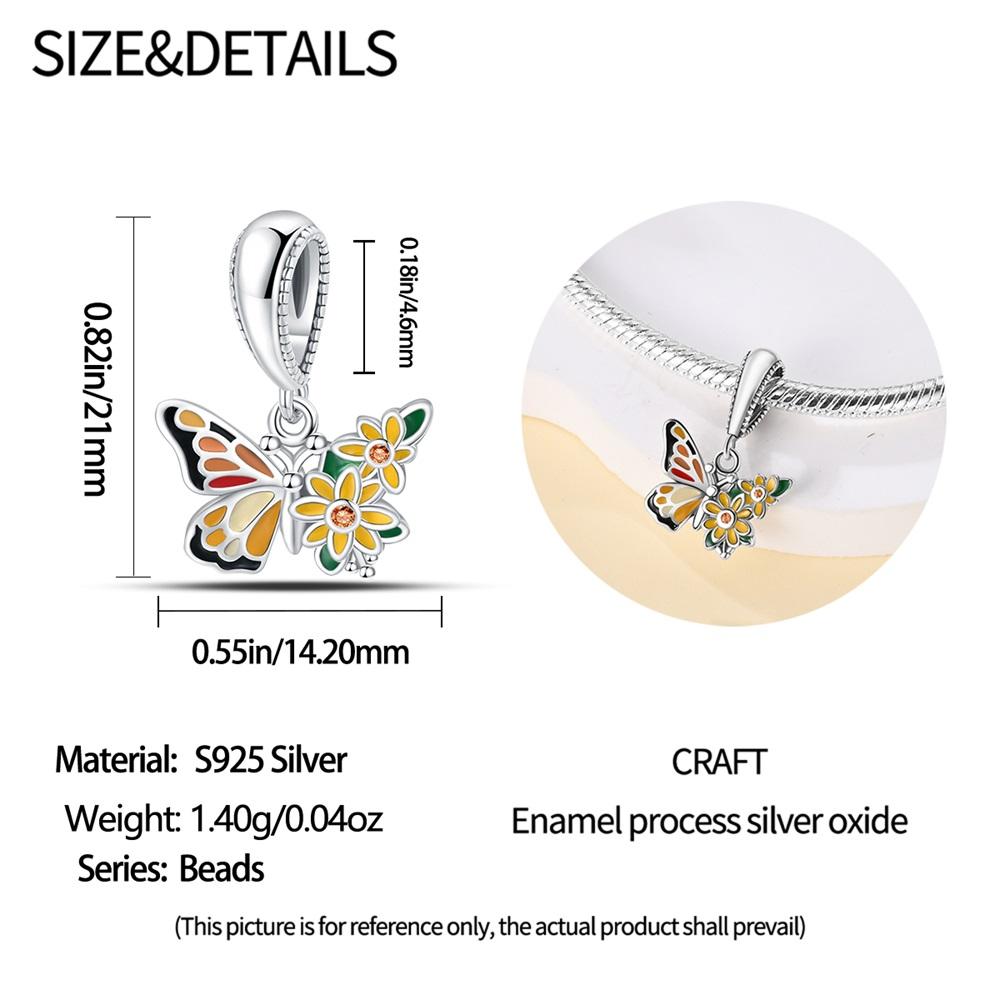 Original Copper Charms Luxury Romantic Butterfly Sunflower Pendant Beads Fit Bracelet Diy Women Delicate Gift