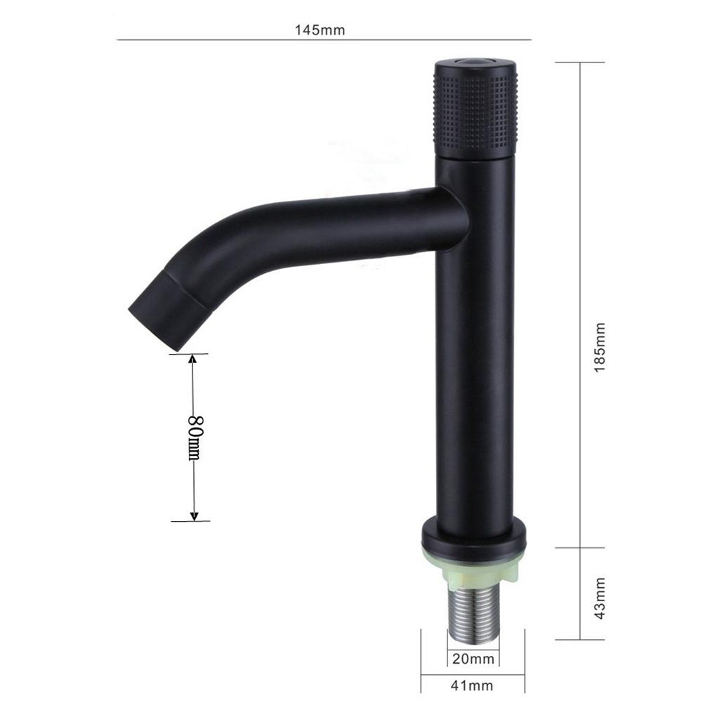 Basin Faucet Single Hole Cold Sink Water Tap Bathroom Cabinet Washbasin Faucet Black Silver Stainless Steel Deck Mounted Faucets
