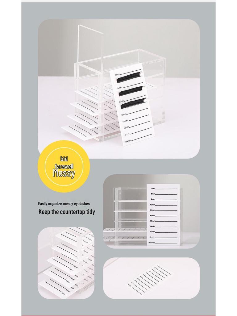 5-Layer Acrylic Eyelash Extension & Camellia Flower Desktop Storage Box