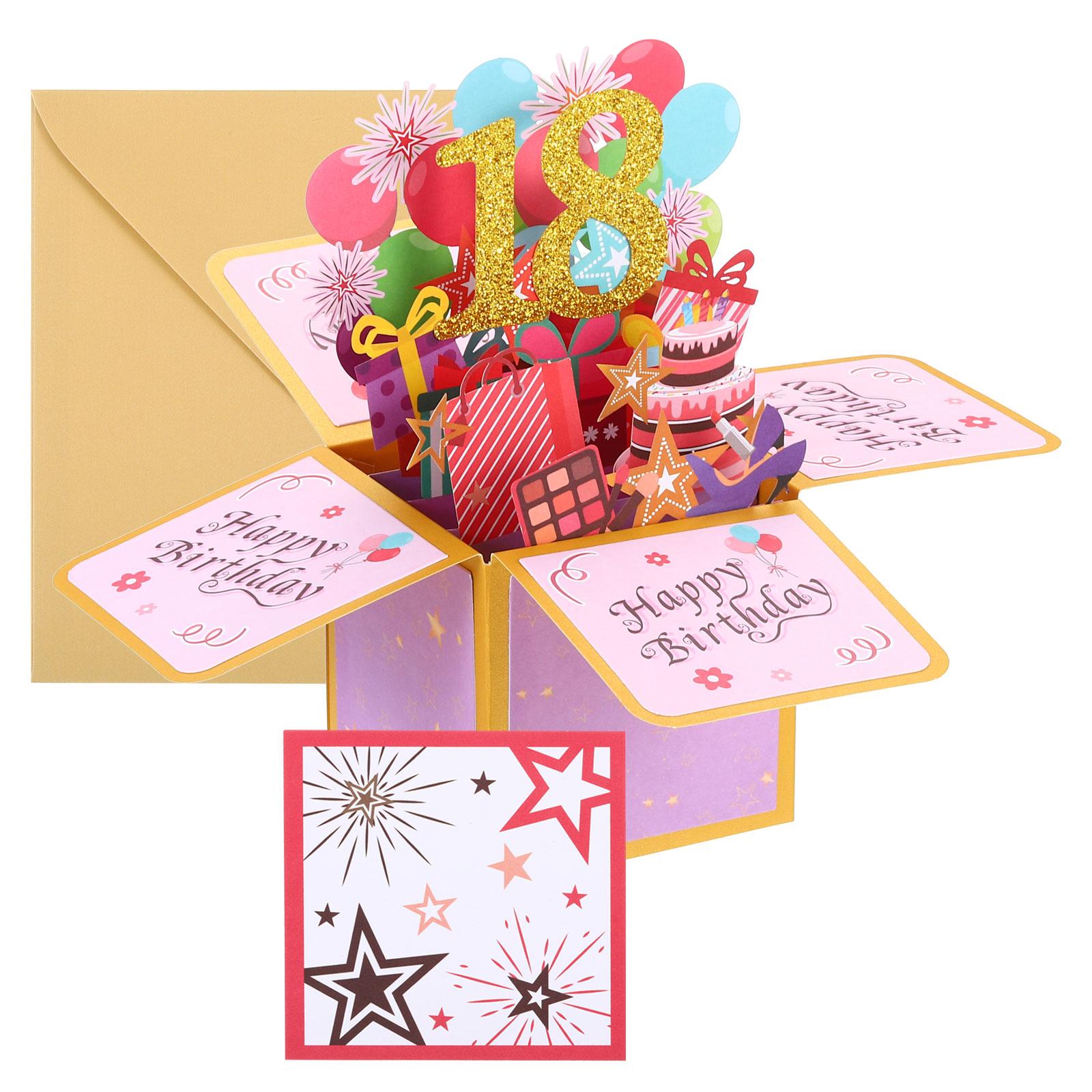 Uxcell Birthday Card Pop-Out Gift Card Romantic Birthday Card 3D Flower Bouquet Butterflies Sweet w Greeting Card Envelope Gold Foil