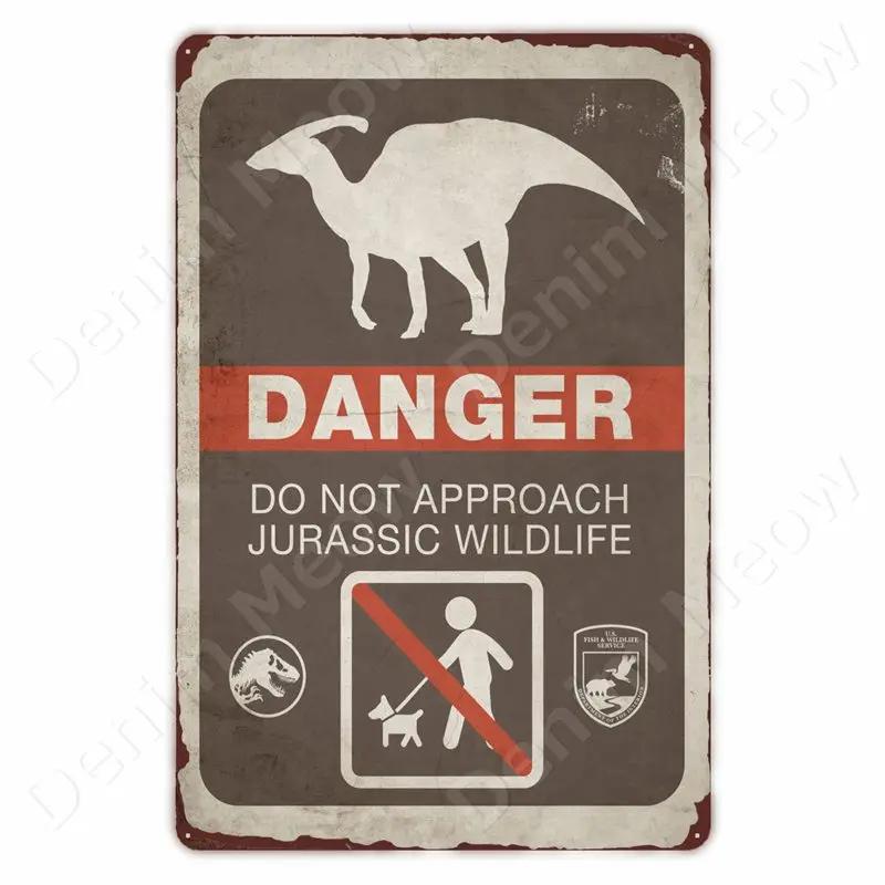 Vorsicht vor Dinosauriern Lustiges Vintage Blechschild Triceratops Plakette Wanddeko Garten Bauernhaus Außen Dekoration Vorsicht S