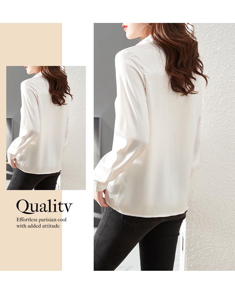 Women's Chiffon Long-Sleeve Satin Shirt - 2026 Spring Design, Hong Kong Style