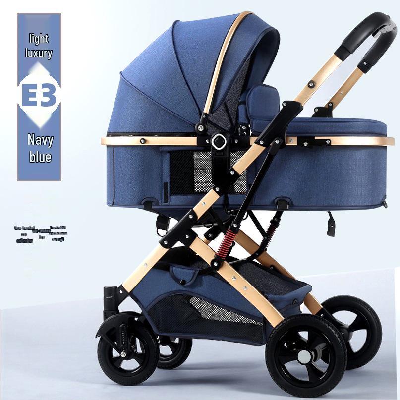 Foldable Multi-Functional High Landscape Baby Stroller: Sits and Lies Flat, Shock-Absorbing, Two-Way Design for Newborns