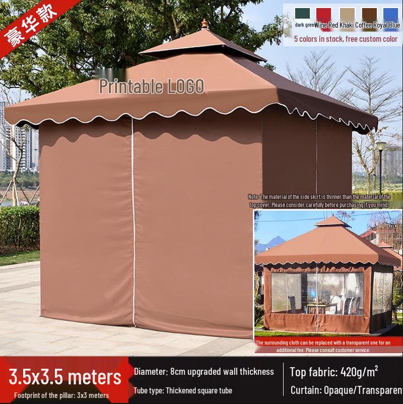 Wrought Iron Outdoor Gazebo Pavilion Canopy for Courtyard, Balcony & Rooftop Garden – Sunshade & Rain Shelter