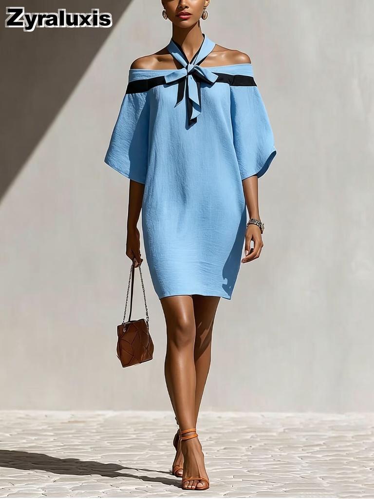 Women's Summer New Arrivals Bow Collar Cutout Mini Dress
