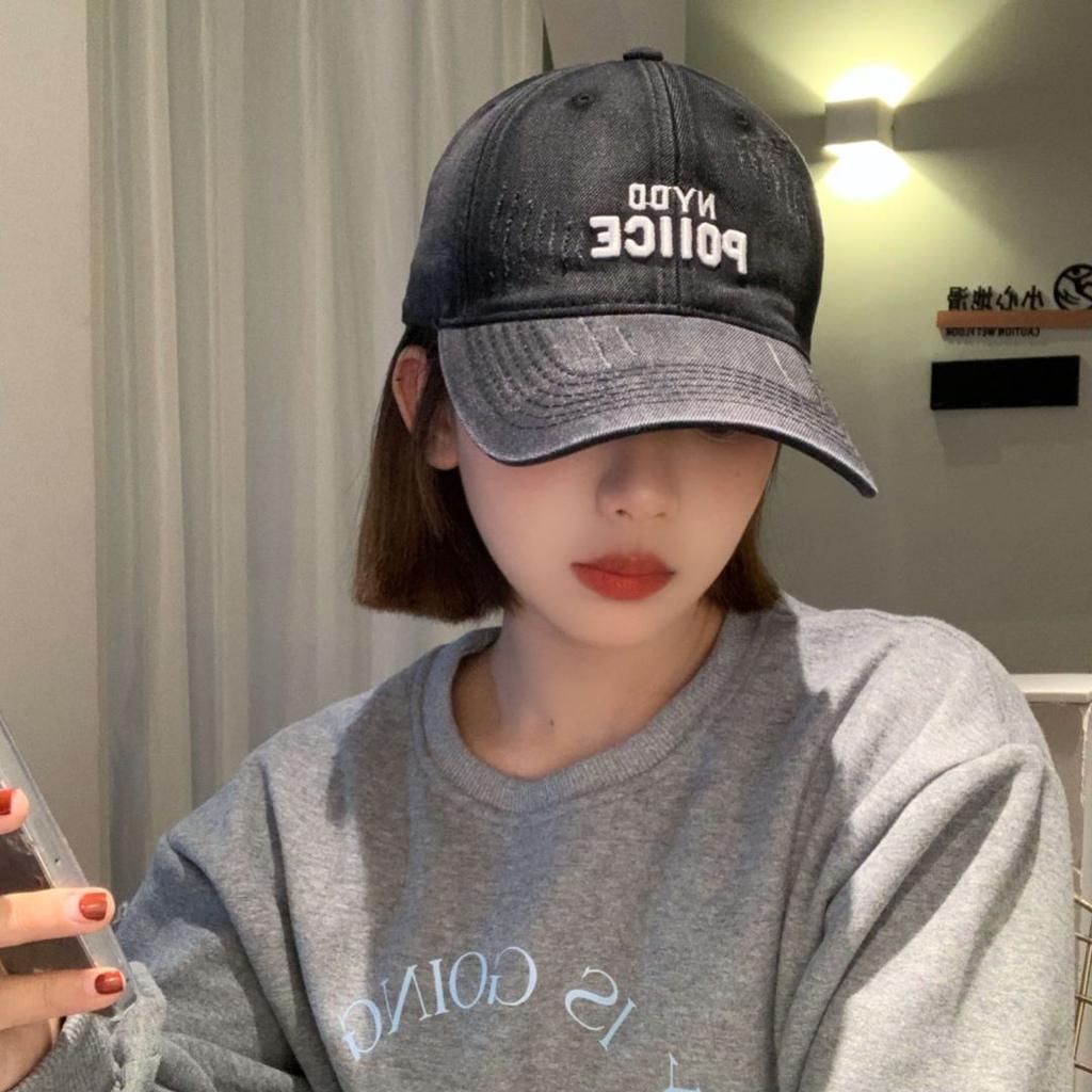 American Baseball Cap Women's New Washing Embroidered Letter Hat Men's Face Showing Small Personality Sun Protection Baseball Cap