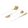 4Pcs Set Stainless Steel Colored Tableware Spoon Fork Knife Dinnerware Home Use White  Golden