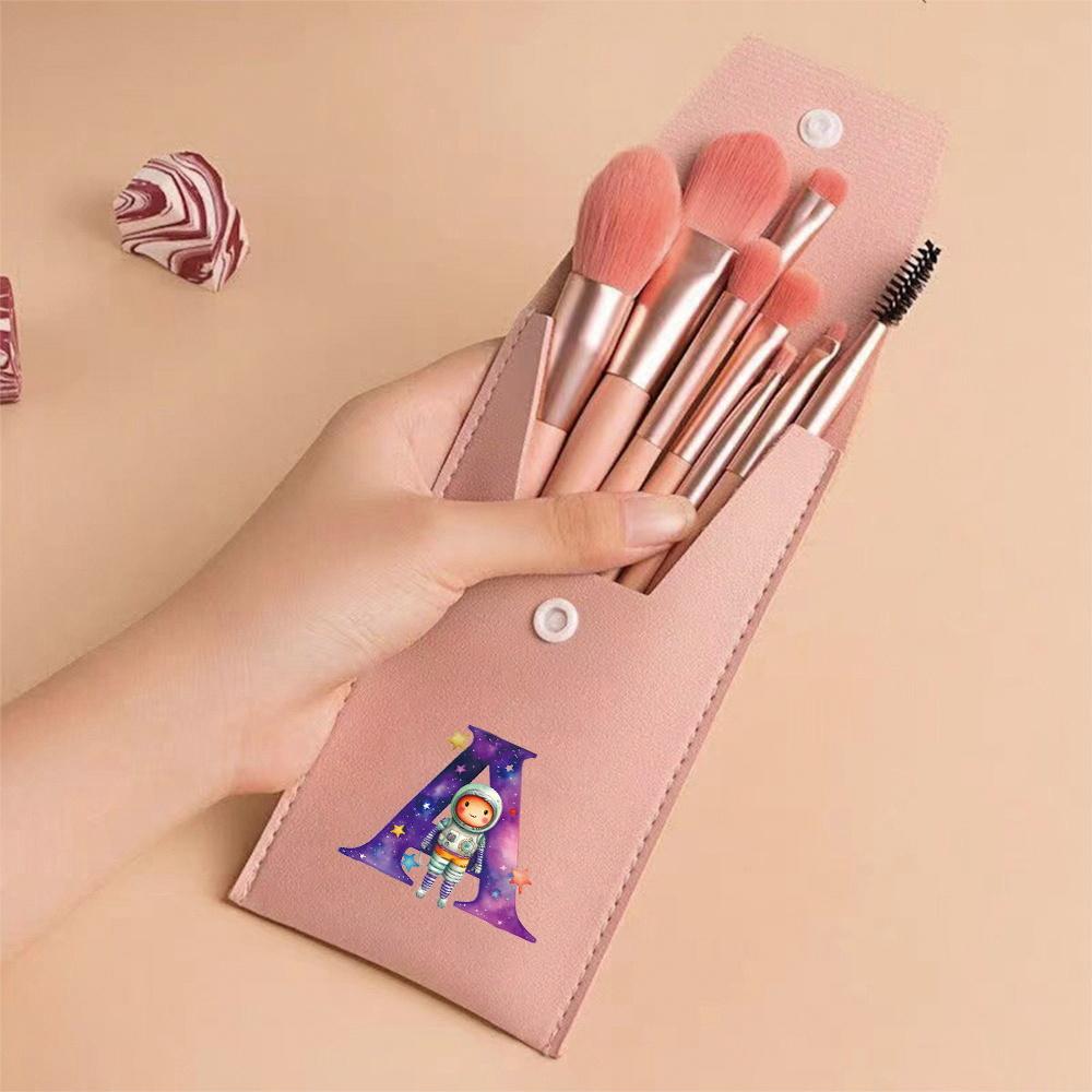 Premium Makeup Brushes Kit 8 Pieces Portable Blush Concealer Eyeshadow Brushes Synthetic Bristles Astronaut Letter Pattern