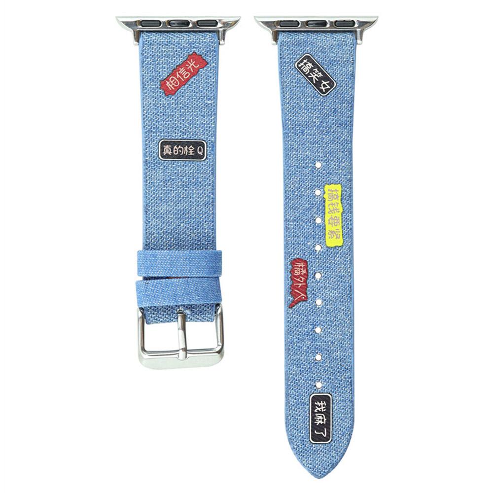

Watch Strap for Apple Watch Series 10 42mm/9 8 7 41mm/SE (2023) SE (2022) SE 6 5 4 40mm/3 2 1 38mm Cute Words Canvas Watch Band Blue