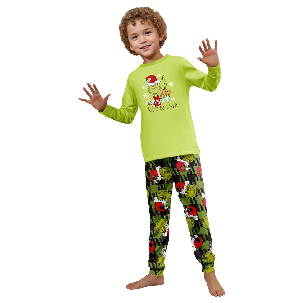 Christmas Print Cute Family Set Pajamas, Home Clothes, Family Set Long Sleeve Top Pants Set