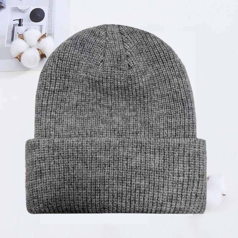 Winter knitted hat embroidered wool hat warm men's and women's simple fashion acrylic pullover hat