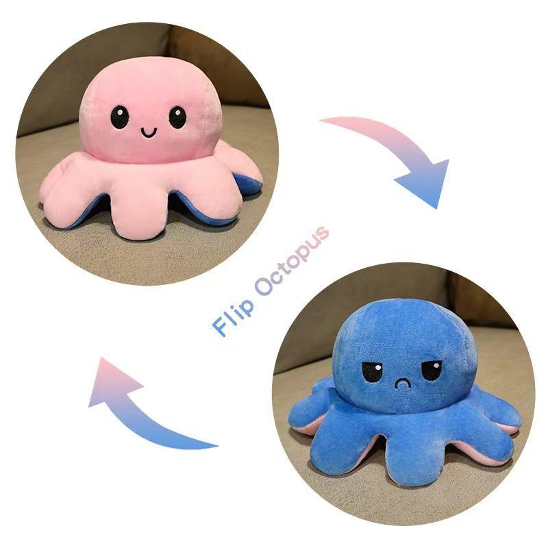 18-48cm Cute Double-Sided Plush Octopus Pillow Soft Stuffed Animal Doll Home Room Decor Gift for Kids