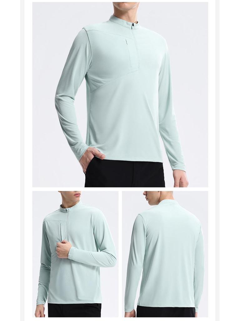 Di Jia Men's Half-Zip Quick-Dry Sports Top for Outdoor Training, Cycling, Running, and Fitness