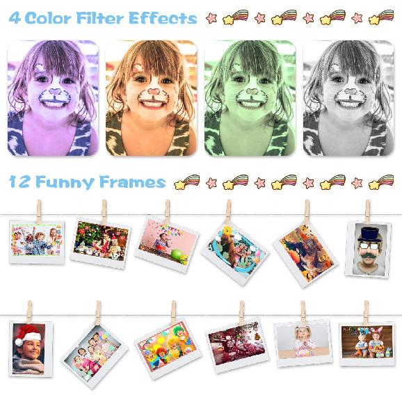 Kids Camera, 12MP Children's Camera for Boys and Girls, 1080P Rechargeable Camera for Kids 3-12 Years Old with 32GB TF Card, USB Charging 8X Zoom