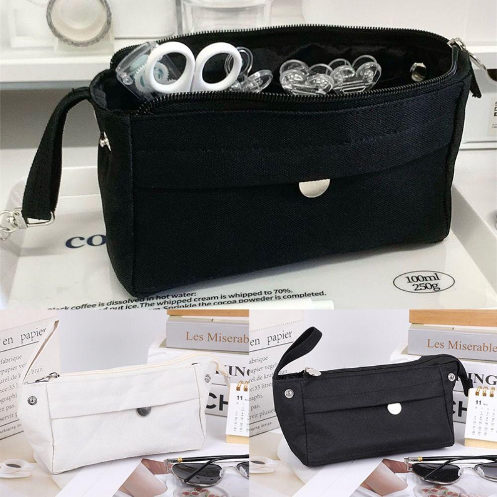 

Solid Color Stationery Bag Large-Capacity Pen Box Simple Pen Bag for Girls Boys білий