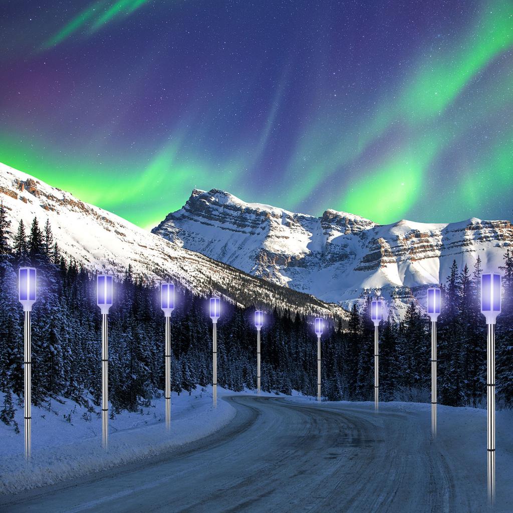 10Pcs Solar Powered Driveway Markers Reflective Driveway Lights Blue Landscape Driveway Reflectors For Snow Road Outdoor Yard Pa