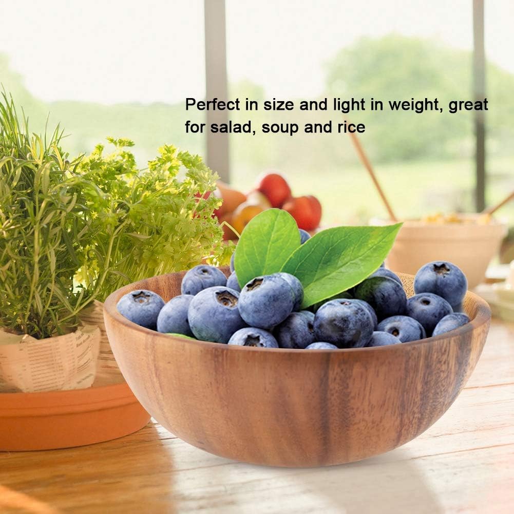 Yosoo Solid Wood Bowl, Acacia Wood Salad Soup Dining Bowl, Natural Hand-Made Classic Large Round, Kitchen Utensils (20 * 7 cm / 7.9 * 2.8 inch)